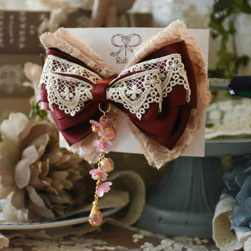 <01005>SAKURA&Classical Lace Clip Red