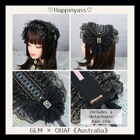 <02011>Headdress black x gold