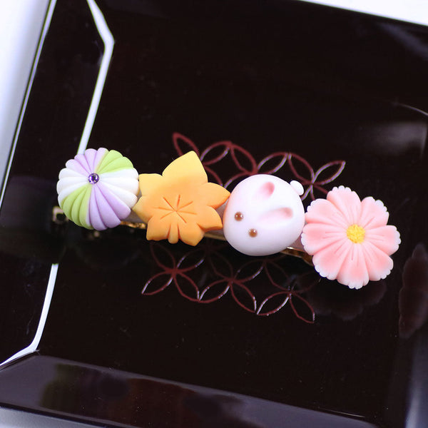 <02014>和菓子のバレッタ秋