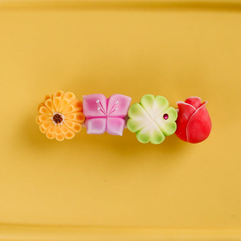 <02015>和菓子のバレッタ花畑