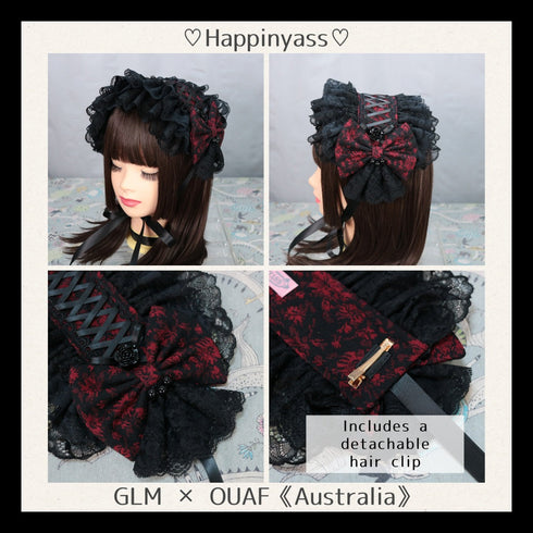 <02023>Headdress black x red