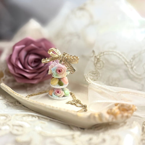 <03001>Afternoon tea stand necklace(Rainbow・Gold)