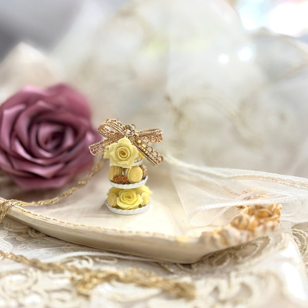 <03005>Afternoon tea stand necklace (Yellow・Gold)