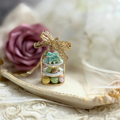 <03006>Birdcage High tea stand necklace(Baby Blue)