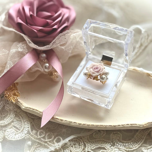 <03038>Single Rose Ring (Mauve Pink)