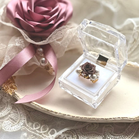 <03046>Single Rose Ring (Brown)