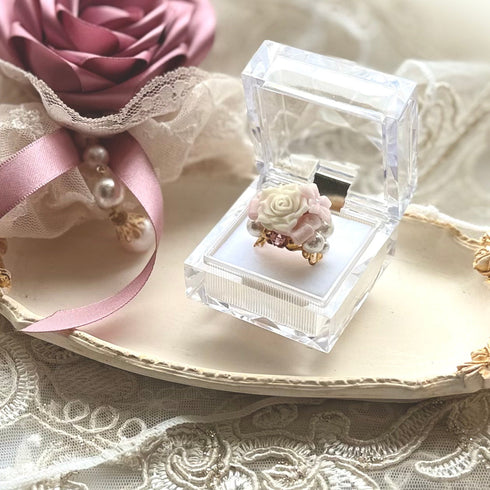 <03054>Rose Bouquet Ring (Ribbon Pink)