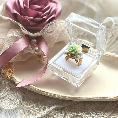 <03056>Rose Bouquet Ring (Mint Green)
