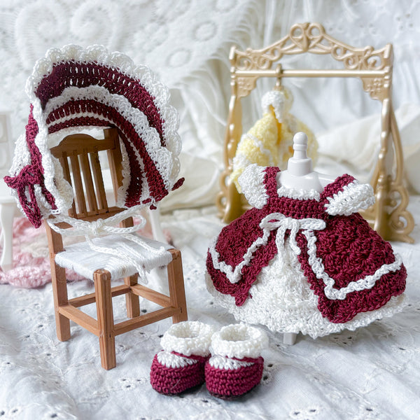 <04011>Bordeaux Princess Doll Dress Set