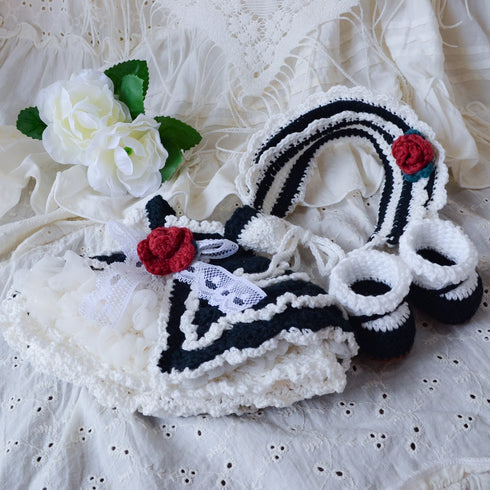 <04017>Black and White Doll Dress Set