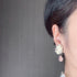 <05002>White rose and dusty pink pierced earrings