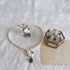 <05003>White rose and royal blue clip earrings