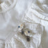 <05004>White rose and royal blue pierced earrings