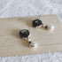 <05009>Pink rose collage clip earrings