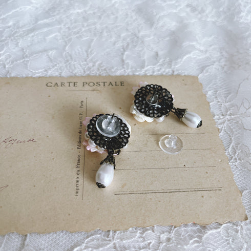 <05012>SAKURA collage pierced earrings