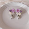 <05013>Lavender rose collage clip earrings