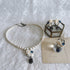 <05016>White rose and royal blue ring