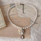 <05020>White rose and dusty pink pearl necklace