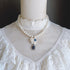 <05021>Royal blue pearl necklace
