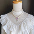<05026>Lavender rose collage pearl necklace
