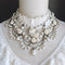 <05027>White rose drape necklace
