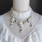 <05028>White rose pearl chain necklace
