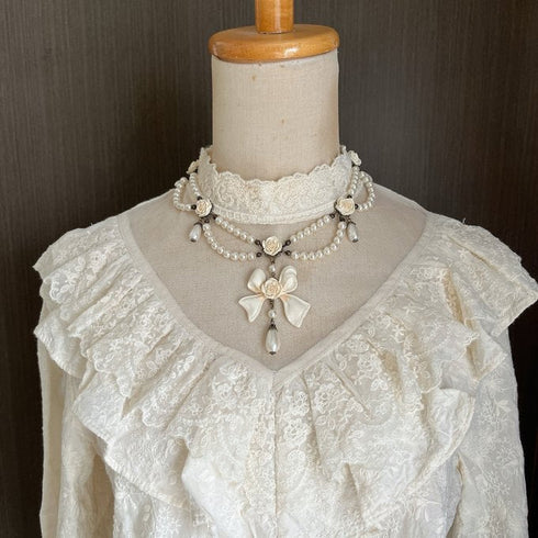 <05030>Ribbon drape necklace