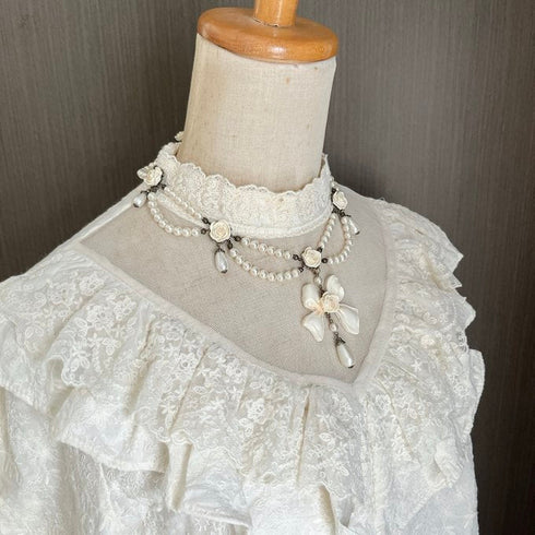 <05030>Ribbon drape necklace