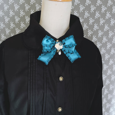 <05031>Frill Ribbon Clip (blue)