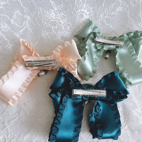 <05031>Frill Ribbon Clip (blue)
