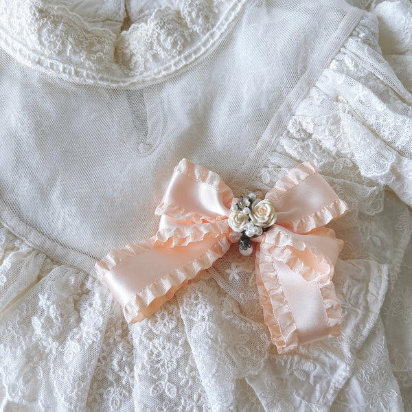 <05033>Frill Ribbon Clip (Peach)