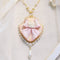 <06001>Ribbon and Rose Necklace, Pink