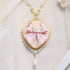 <06001>Ribbon and Rose Necklace, Pink