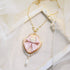 <06001>Ribbon and Rose Necklace, Pink