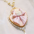 <06001>Ribbon and Rose Necklace, Pink