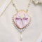 <06002>Ribbon and Rose Necklace, Lavender