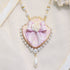 <06002>Ribbon and Rose Necklace, Lavender
