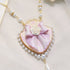 <06002>Ribbon and Rose Necklace, Lavender