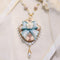 <06003>Ribbon and Rose Necklace, Saxony Blue