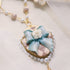 <06003>Ribbon and Rose Necklace, Saxony Blue