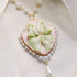 <06004>Ribbon and Rose Necklace, Mint Green