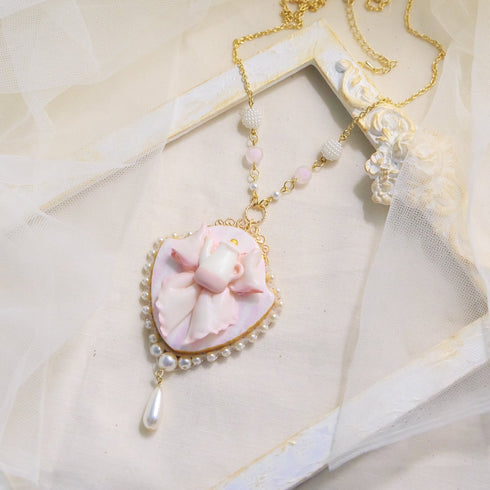 <06005>Ribbon and Teapot Necklace, Pink