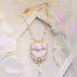<06009>Ribbon and Strawberry Necklace, Pink