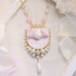 <06009>Ribbon and Strawberry Necklace, Pink