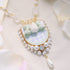 <06010>Ribbon and Strawberry Necklace, Saxony Blue