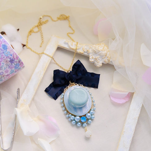 <06013>Macaron Necklace, Saxony Blue