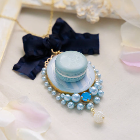 <06013>Macaron Necklace, Saxony Blue