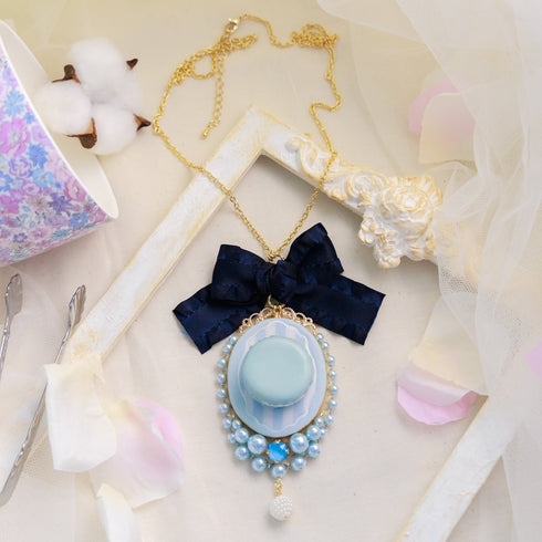 <06013>Macaron Necklace, Saxony Blue