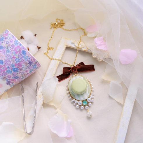 <06014>Macaron Necklace, Mint Green