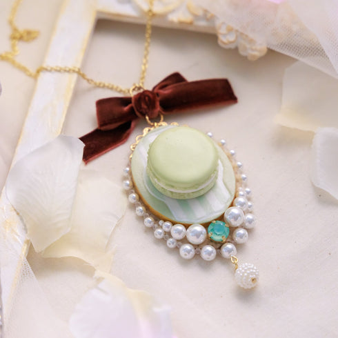 <06014>Macaron Necklace, Mint Green